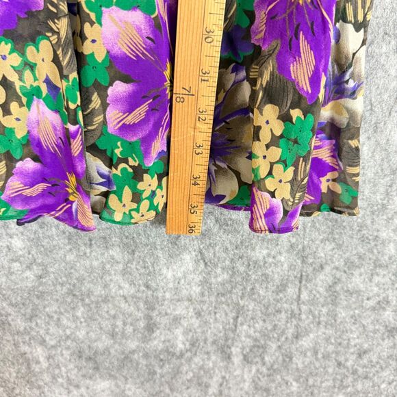 2 pc Dana Buchman Plus Sz 20 Skirt Set Silk Tank Top Purple Floral A Line Flare - Picture 9 of 12